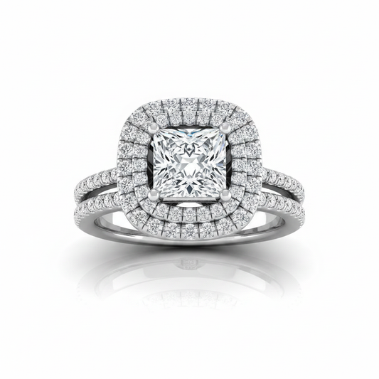 The Maria Matching Wedding Band, Princess in 18K White Gold