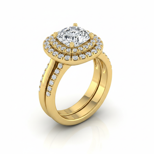 The Maria Matching Wedding Band, Cushion in 18K Yellow Gold