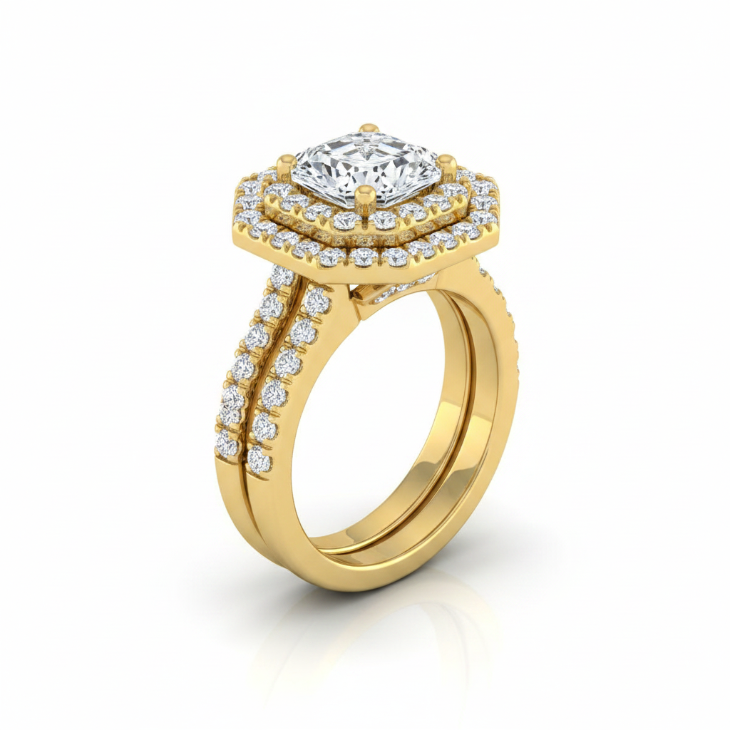 The Maria Matching Wedding Band, Princess in 18K Yellow Gold