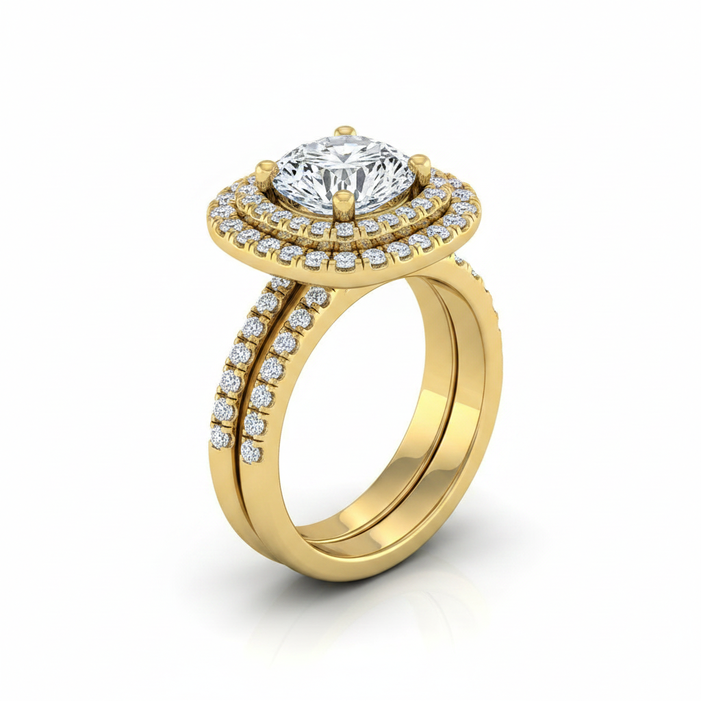 The Maria Matching Wedding Band, Round in 18K Yellow Gold