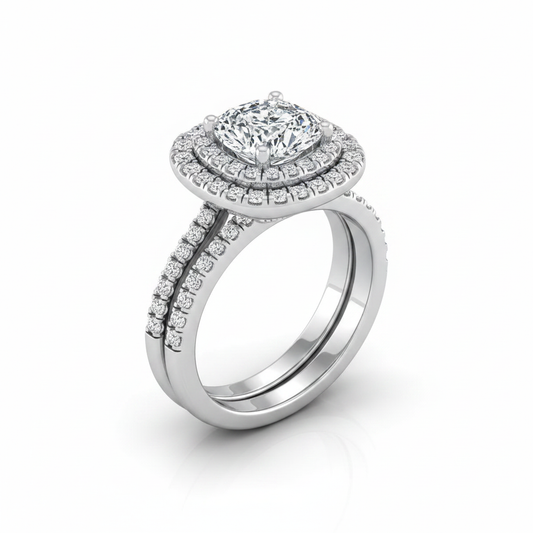 The Maria Matching Wedding Band, Cushion in Platinum