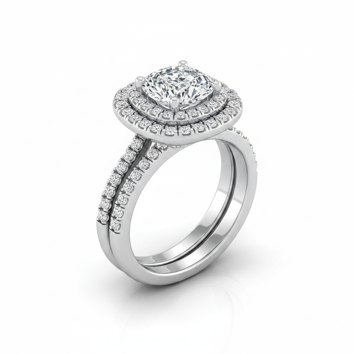 The Maria Matching Wedding Band, Cushion in Platinum | RockHer