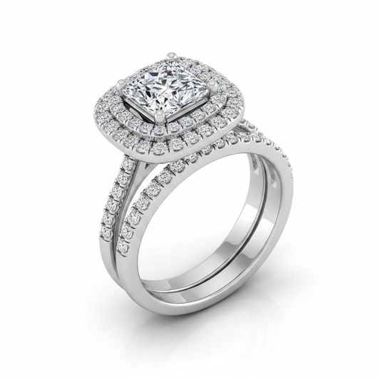The Maria Matching Wedding Band, Princess in Platinum