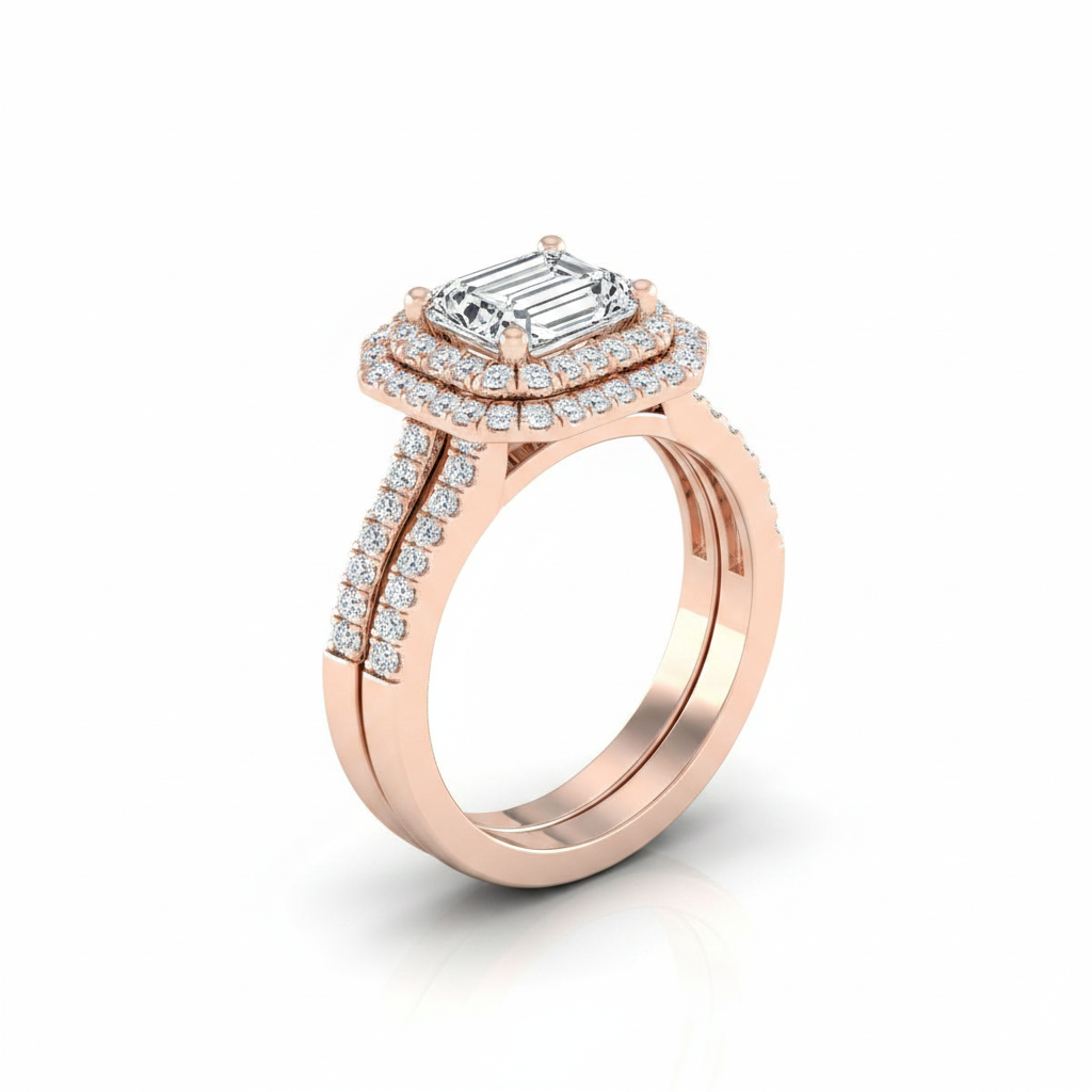 The Mariah Matching Wedding Band, Emerald in 14K Rose Gold