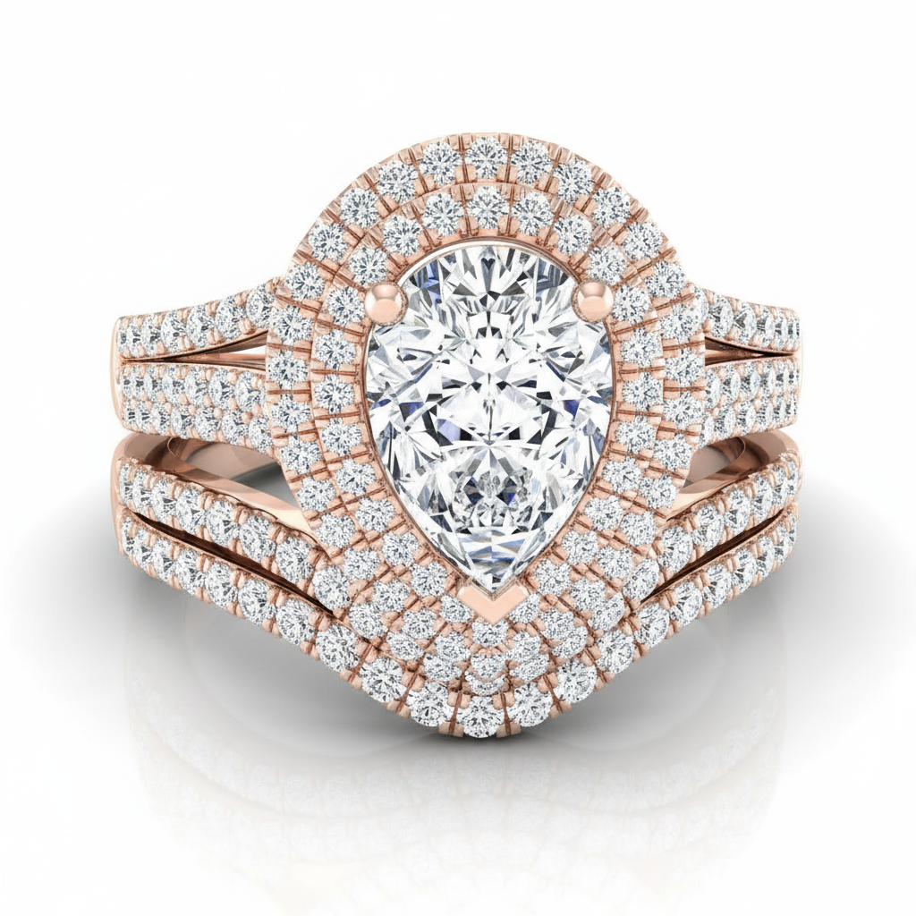 The Mariah Matching Wedding Band, Pear in 14K Rose Gold