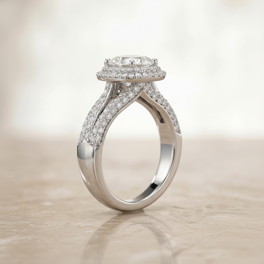 The Mariah Matching Wedding Band, Oval in 18K White Gold