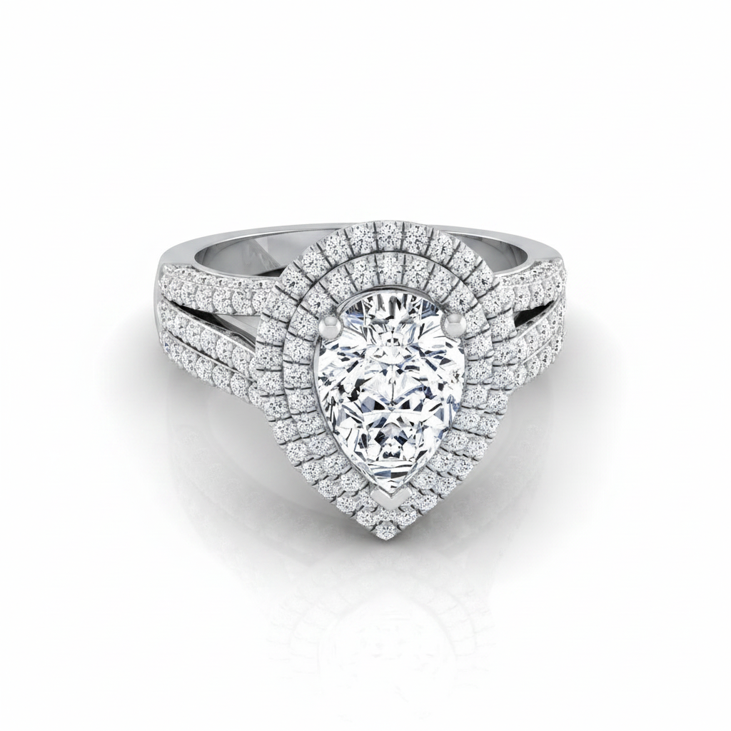 The Mariah Matching Wedding Band, Pear in 18K White Gold