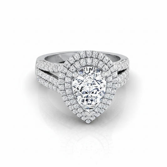 The Mariah Matching Wedding Band, Pear in 18K White Gold