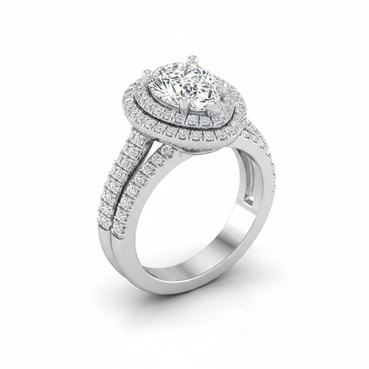 The Mariah Matching Wedding Band, Pear in Platinum