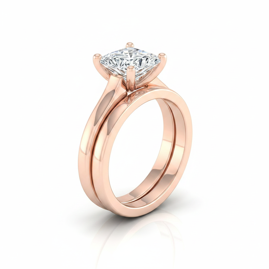 The Mary Matching Wedding Band, Princess in 14K Rose Gold