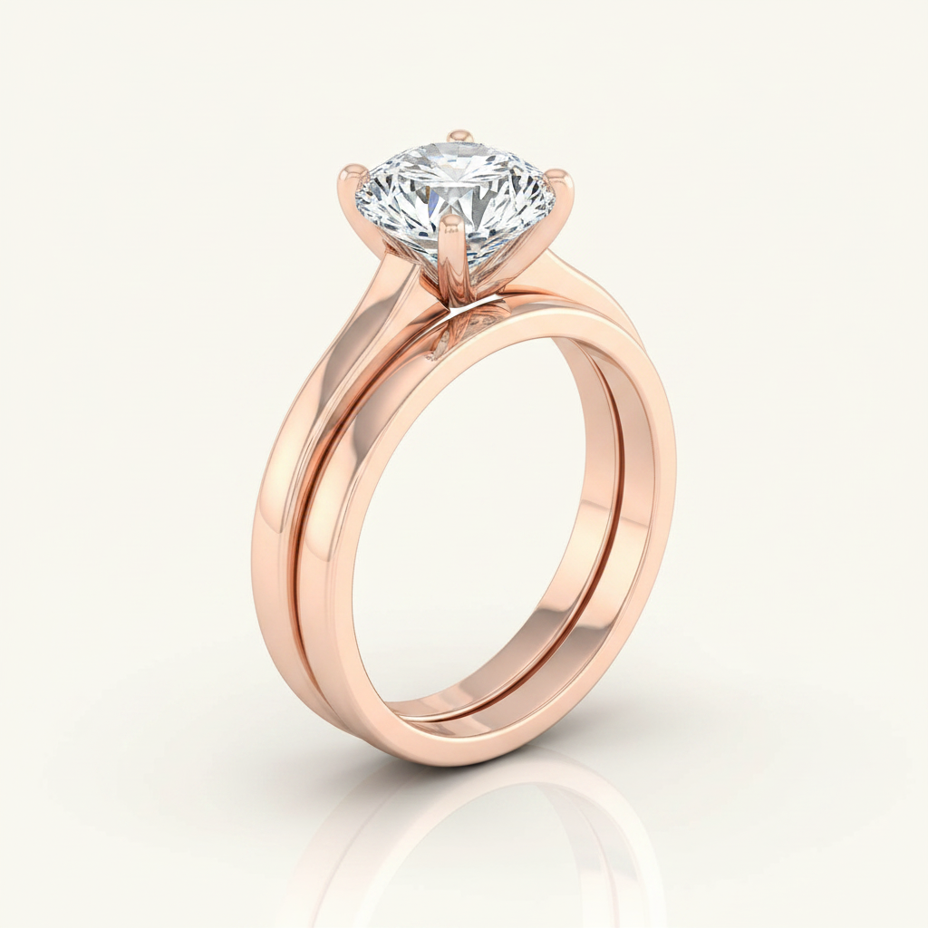The Mary Matching Wedding Band, Round in 14K Rose Gold