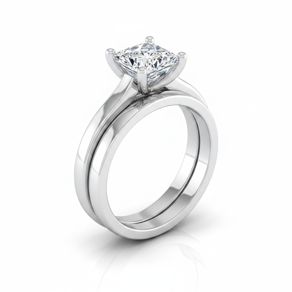 The Mary Matching Wedding Band, Princess in 18K White Gold