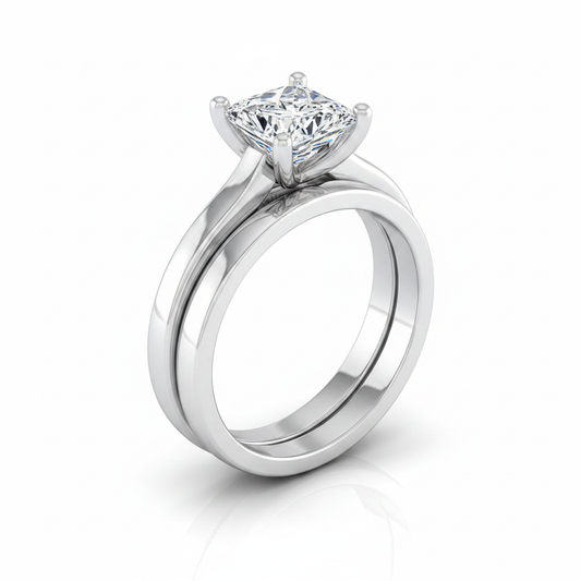 The Mary Matching Wedding Band, Princess in 18K White Gold