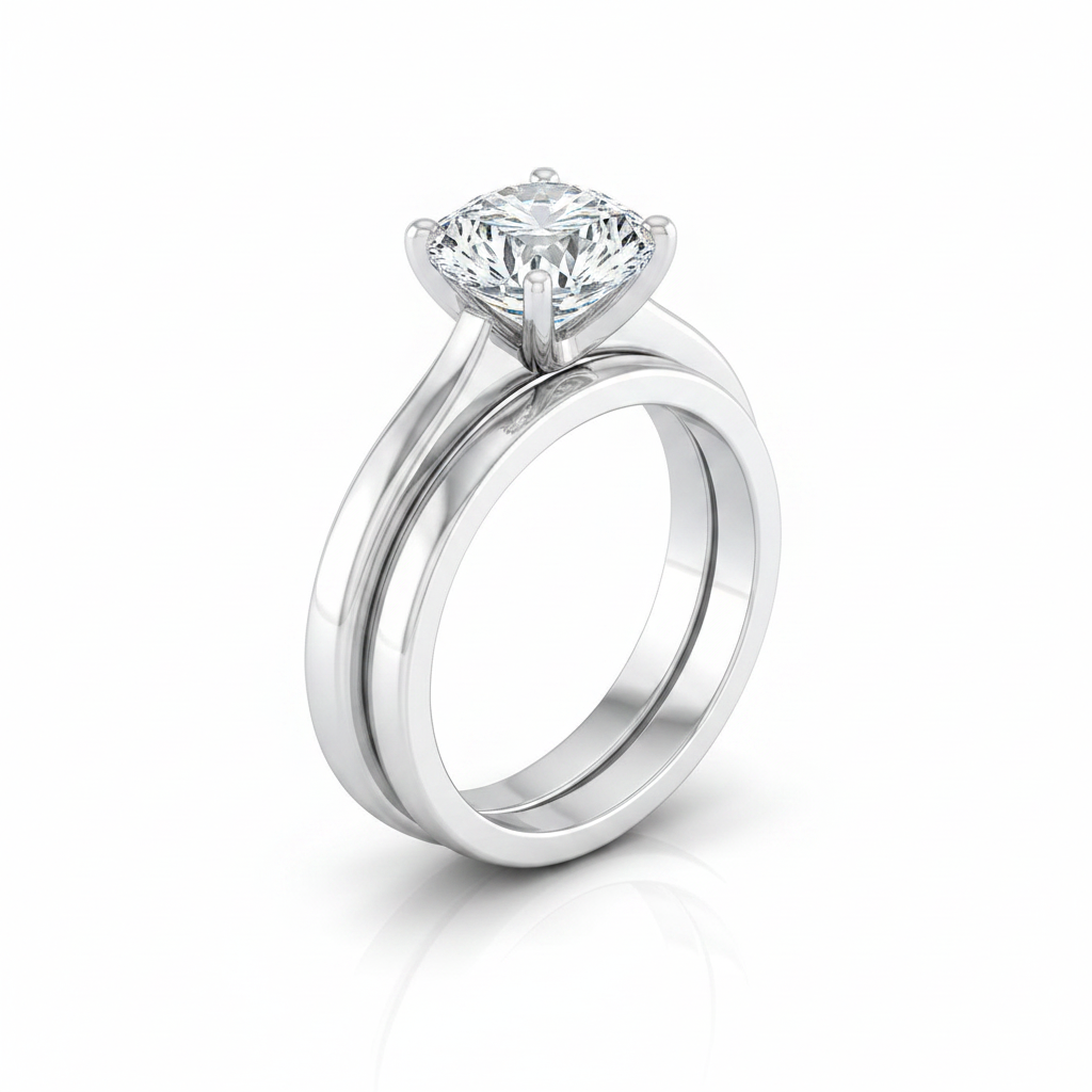 The Mary Matching Wedding Band, Round in 18K White Gold