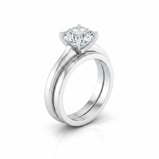 The Mary Matching Wedding Band, Round in 18K White Gold