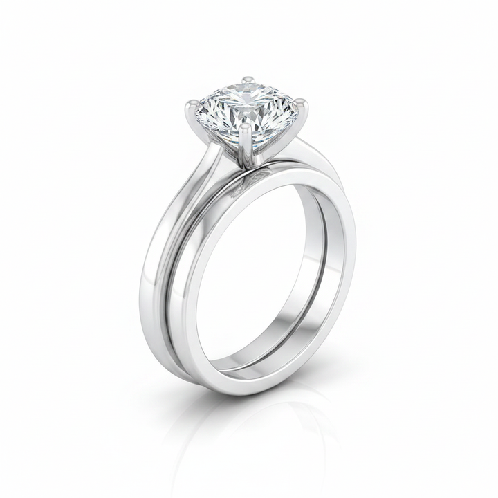 The Mary Matching Wedding Band, Round in 18K White Gold | RockHer