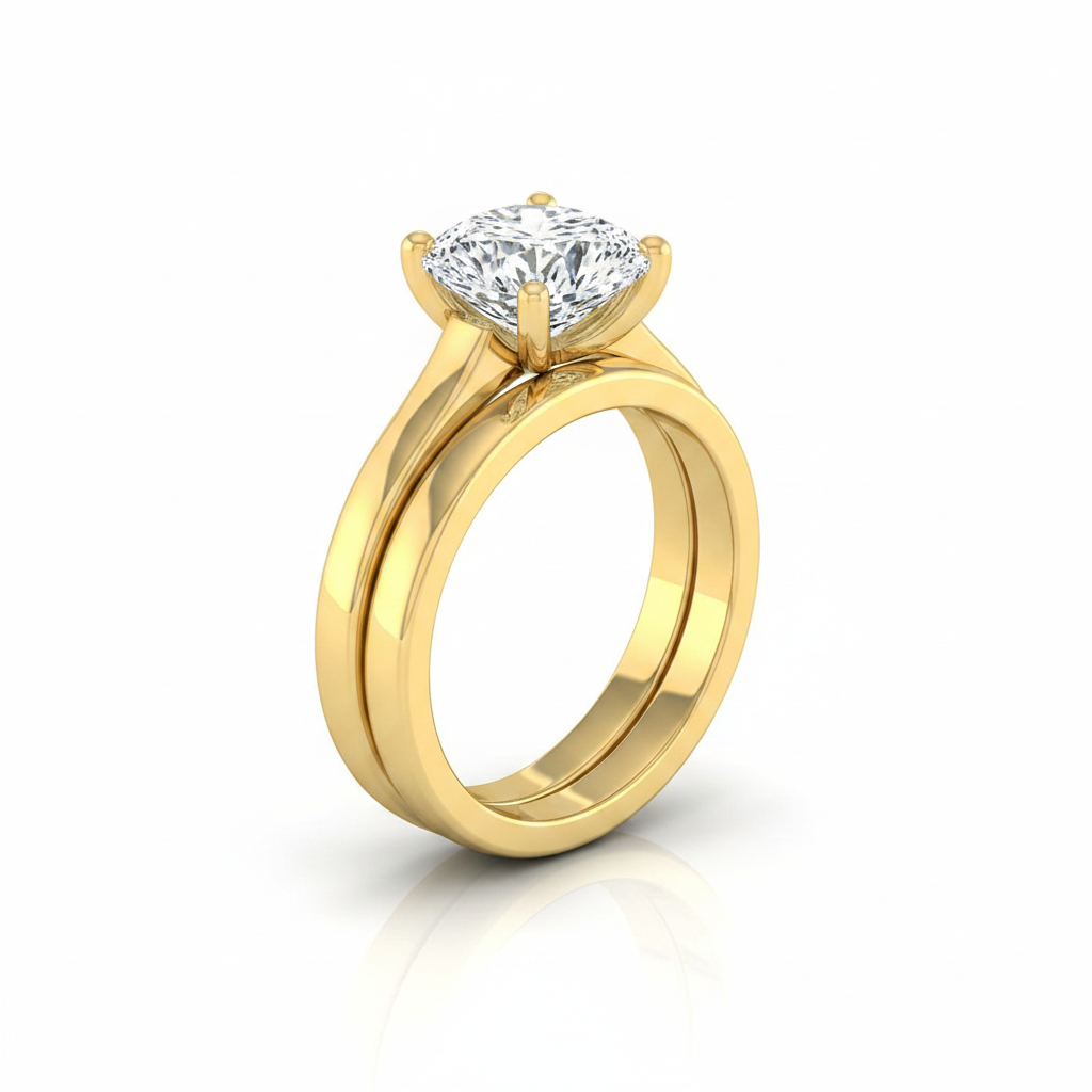 The Mary Matching Wedding Band, Cushion in 18K Yellow Gold