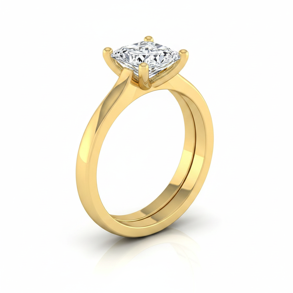 The Mary Matching Wedding Band, Princess in 18K Yellow Gold