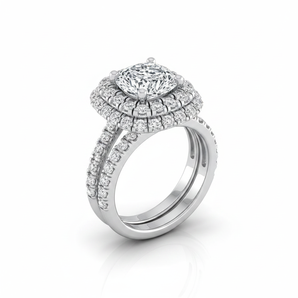 The Medley Matching Wedding Band, Cushion in 18K White Gold