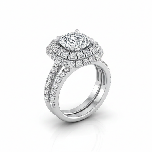 The Medley Matching Wedding Band, Cushion in 18K White Gold