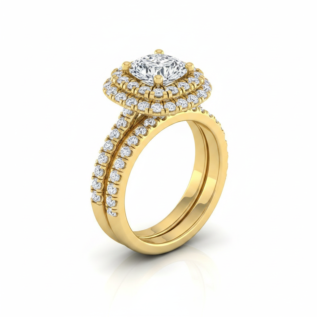 The Medley Matching Wedding Band, Cushion in 18K Yellow Gold