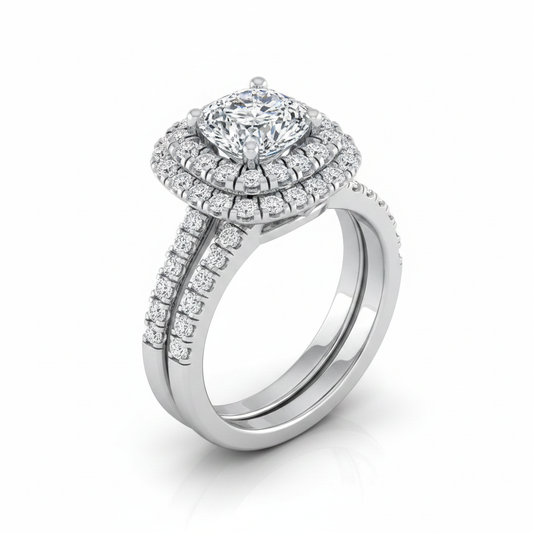 The Medley Matching Wedding Band, Cushion in Platinum