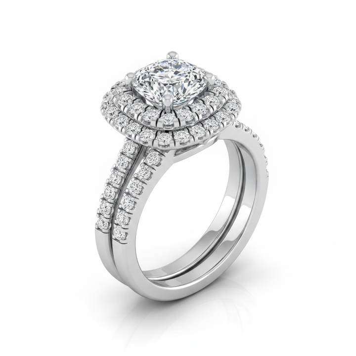 The Medley Matching Wedding Band, Cushion in Platinum | RockHer