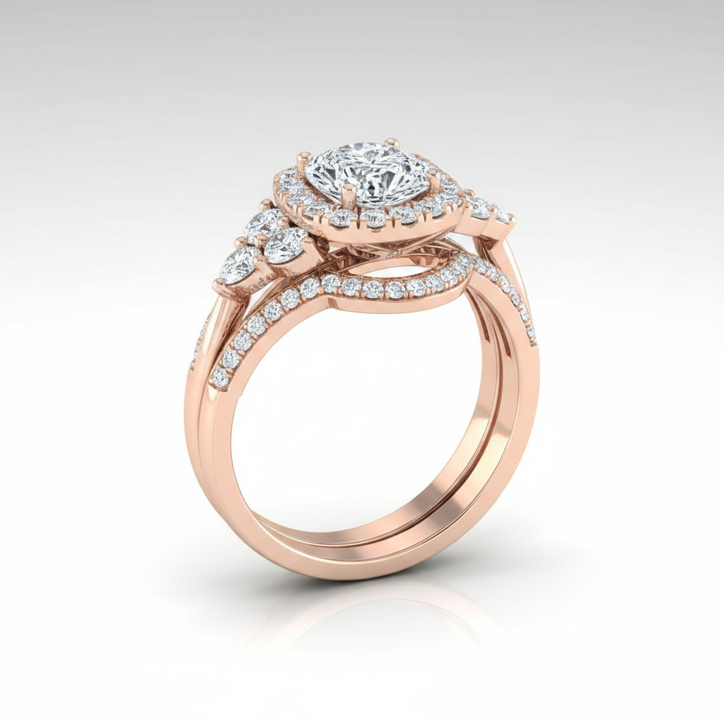 The Melisma Matching Wedding Band, Cushion in 14K Rose Gold