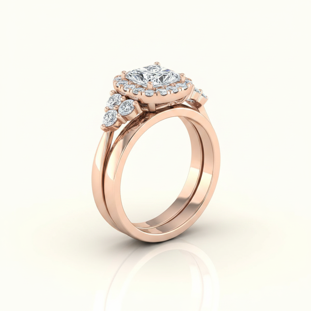 The Melisma Matching Wedding Band, Princess in 14K Rose Gold