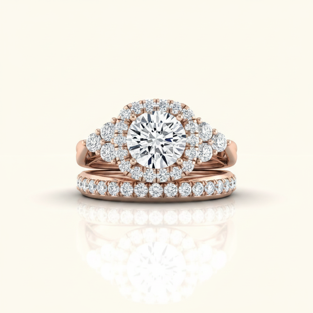 The Melisma Matching Wedding Band, Round in 14K Rose Gold