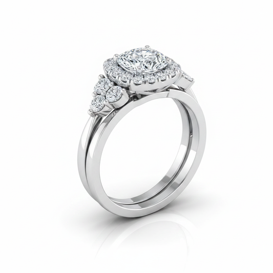 The Melisma Matching Wedding Band, Cushion in 18K White Gold