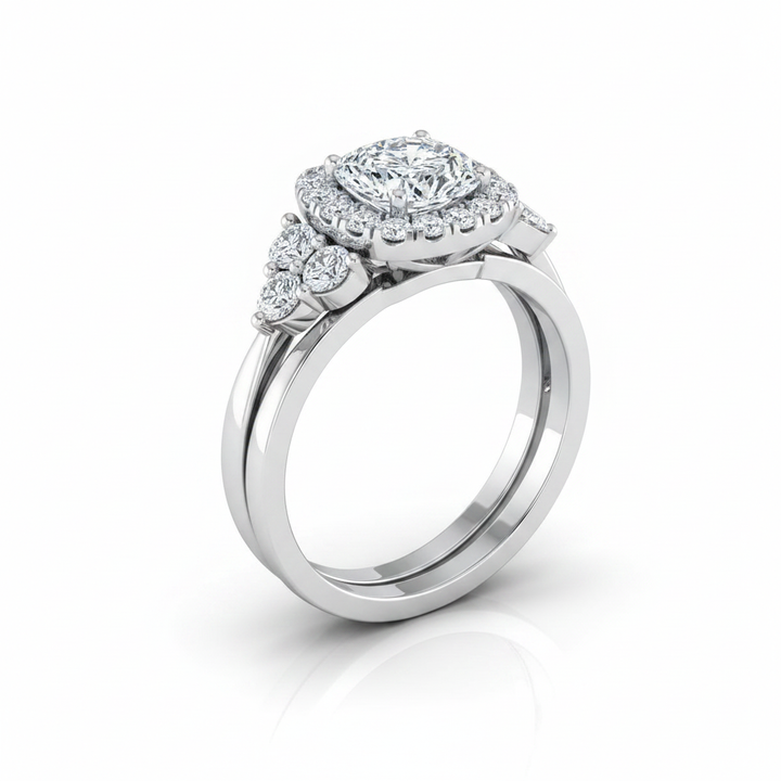 The Melisma Matching Wedding Band, Cushion in 18K White Gold