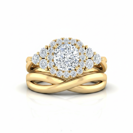 The Melisma Matching Wedding Band, Cushion in 18K Yellow Gold