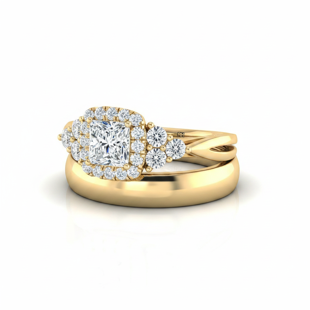 The Melisma Matching Wedding Band, Princess in 18K Yellow Gold