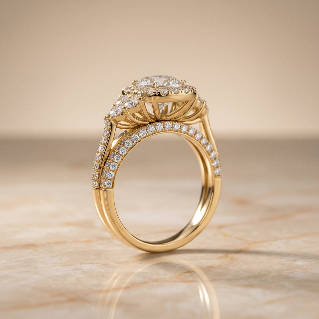 The Melisma Matching Wedding Band, Round in 18K Yellow Gold