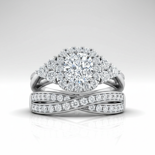 The Melisma Matching Wedding Band, Cushion in Platinum