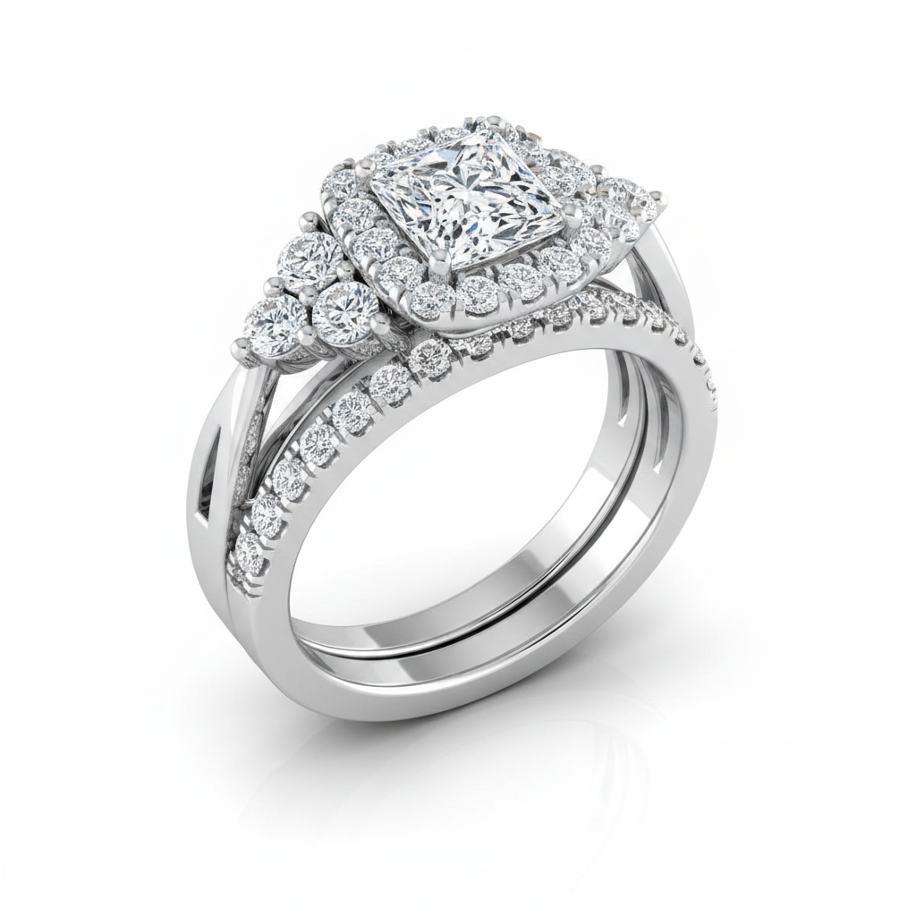 The Melisma Matching Wedding Band, Princess in Platinum