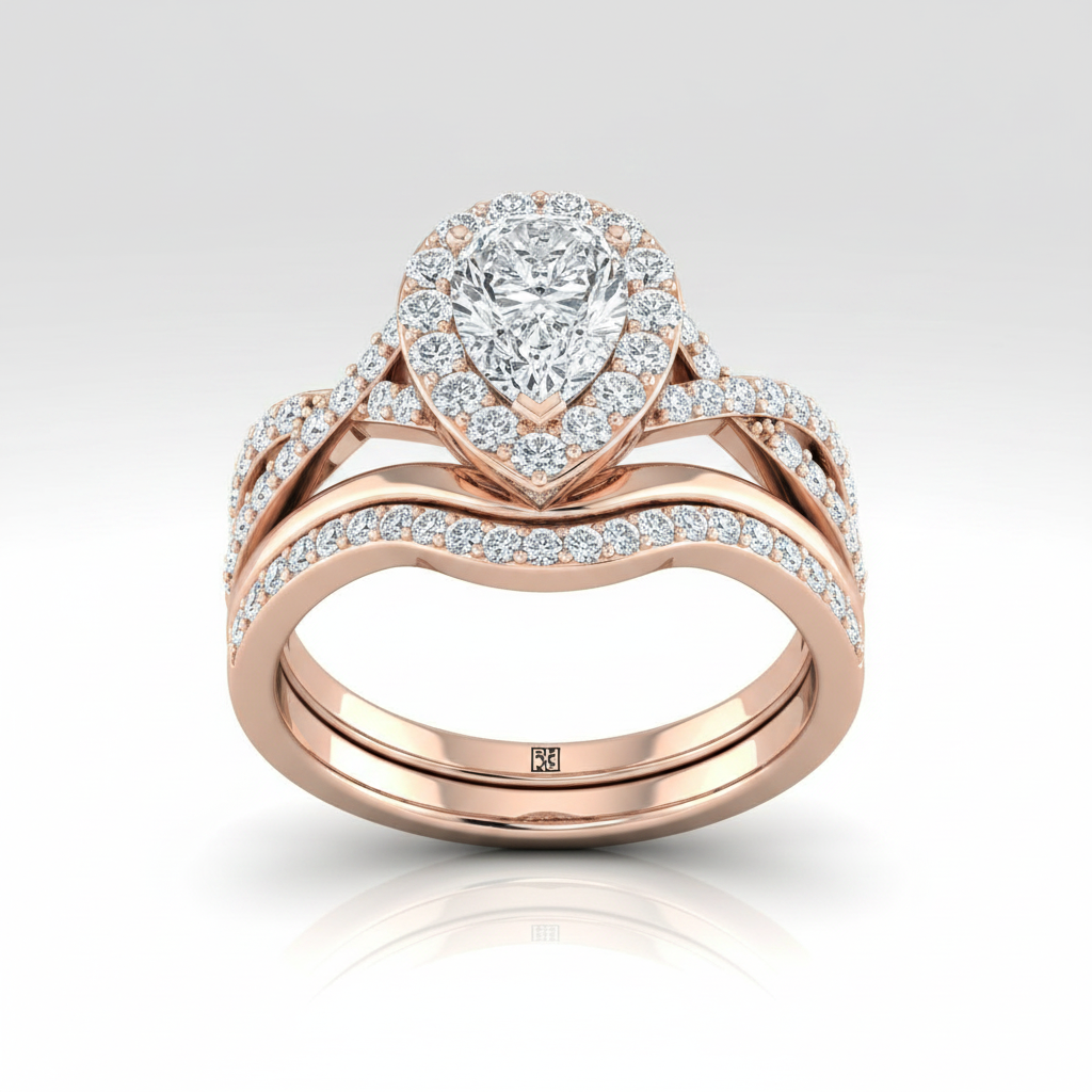 The Melody Matching Wedding Band, Pear in 14K Rose Gold