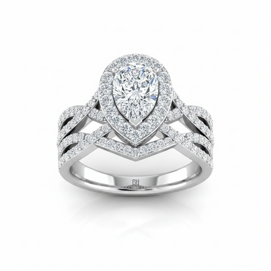 The Melody Matching Wedding Band, Pear in 18K White Gold