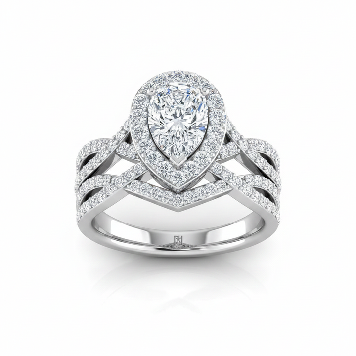 The Melody Matching Wedding Band, Pear in 18K White Gold | RockHer