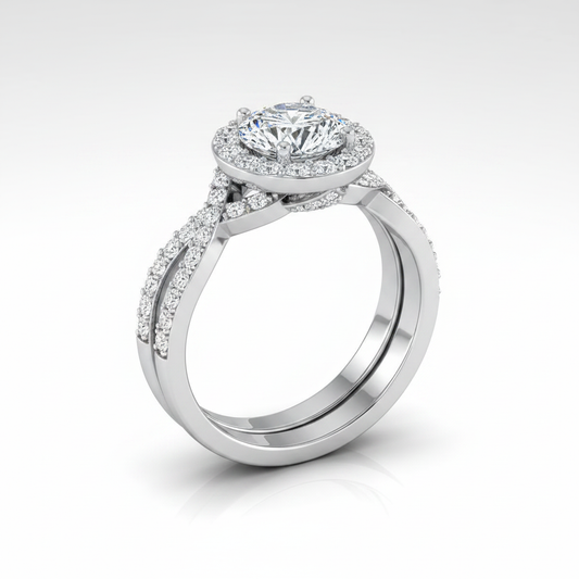 The Melody Matching Wedding Band, Round in 18K White Gold
