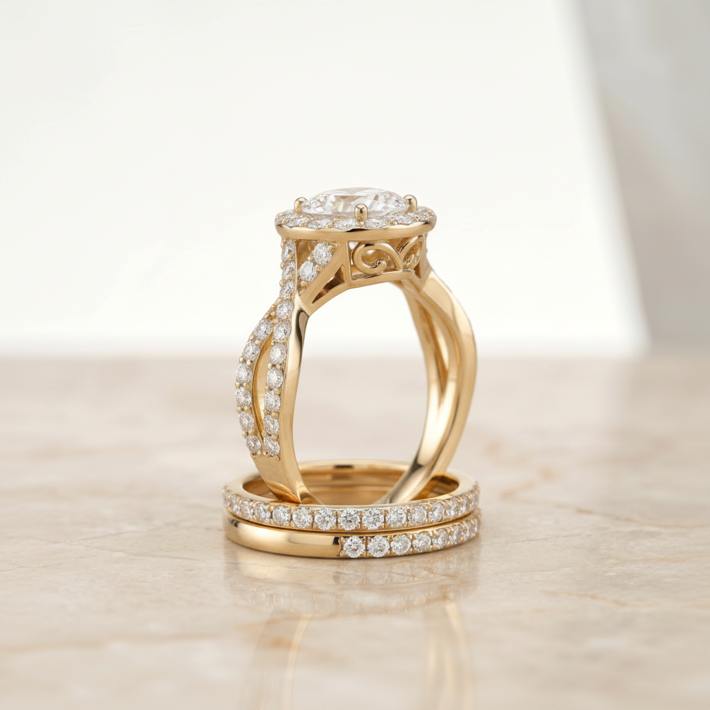 The Melody Matching Wedding Band, Oval in 18K Yellow Gold
