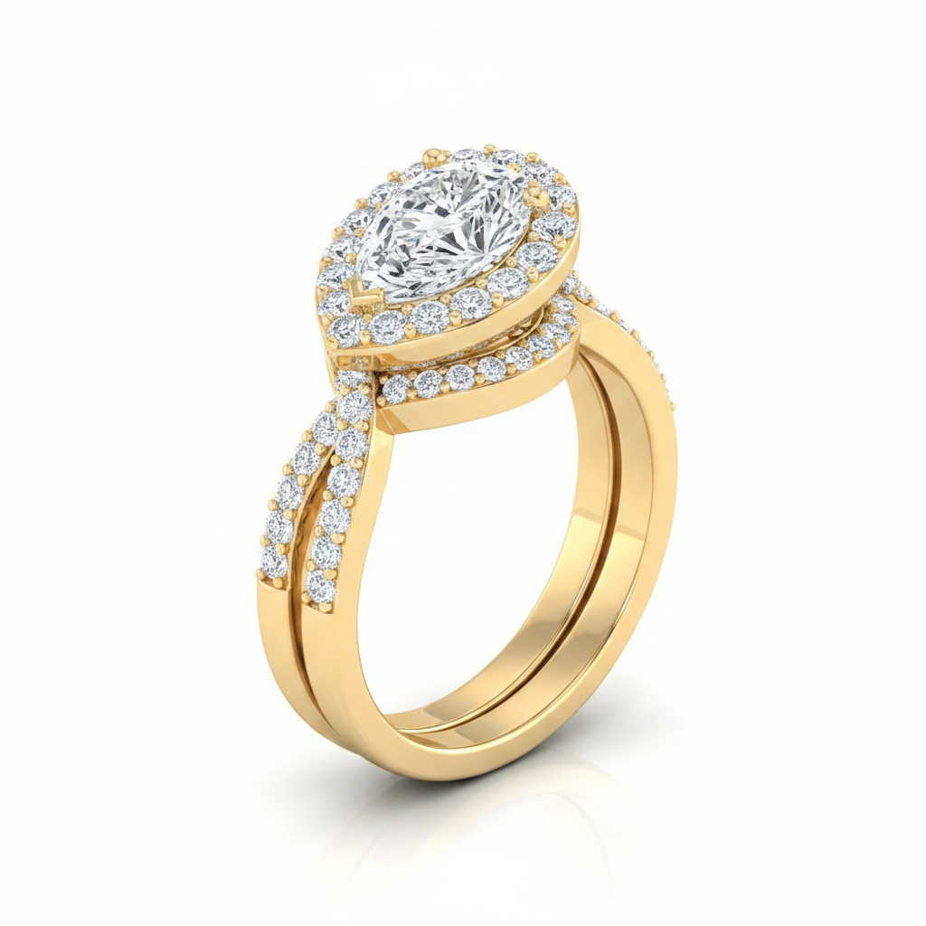 The Melody Matching Wedding Band, Pear in 18K Yellow Gold