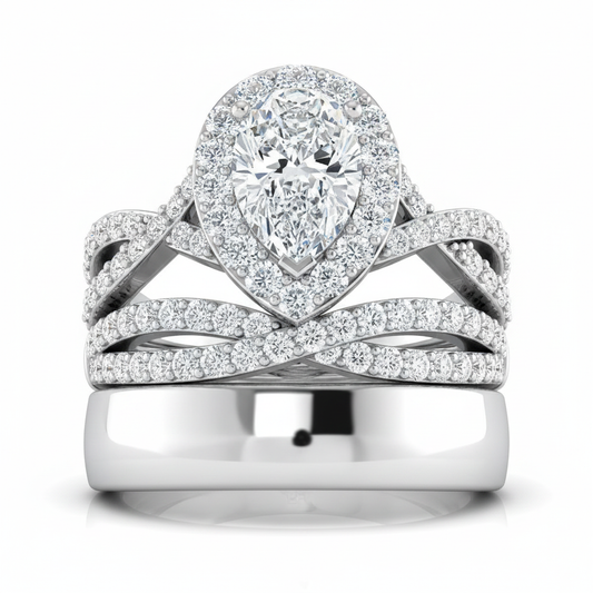 The Melody Matching Wedding Band, Pear in Platinum