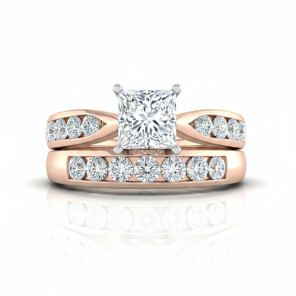 The Micaela Matching Wedding Band, Princess in 14K Rose Gold