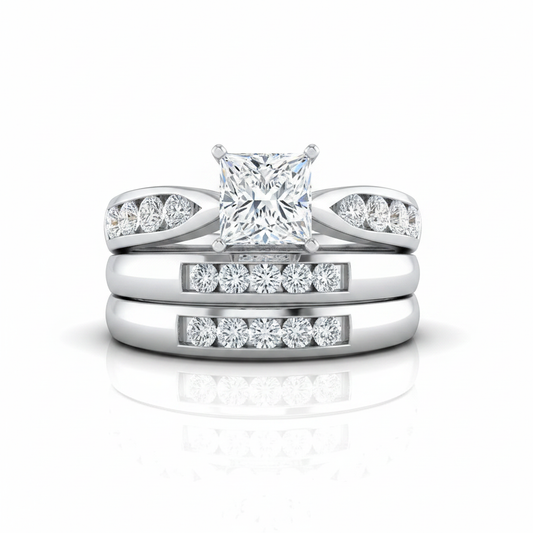 The Micaela Matching Wedding Band, Princess in 18K White Gold