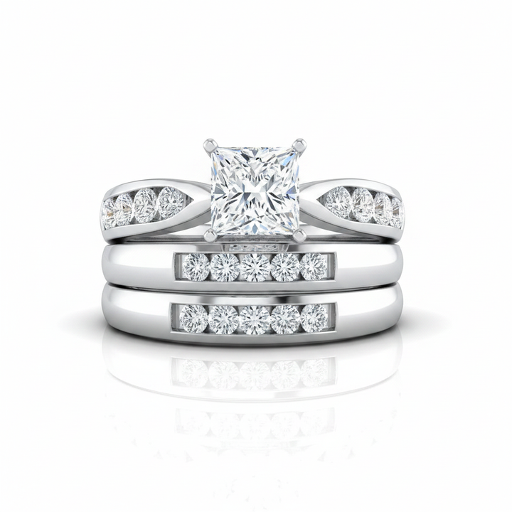 The Micaela Matching Wedding Band, Princess in 18K White Gold | RockHer
