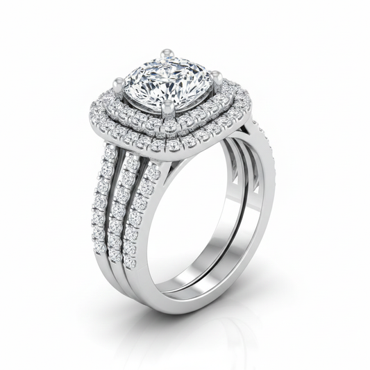 The Michelle Matching Wedding Band, Cushion in 18K White Gold