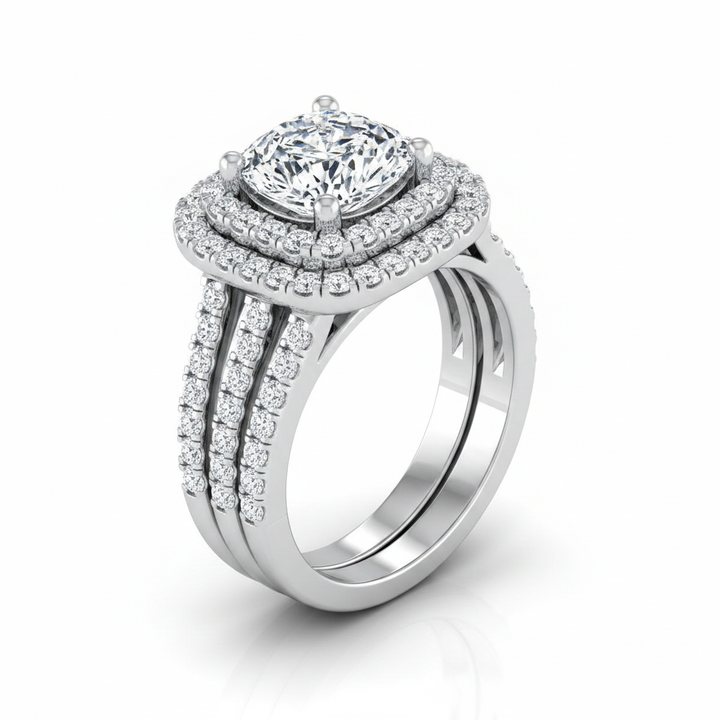 The Michelle Matching Wedding Band, Cushion in 18K White Gold | RockHer