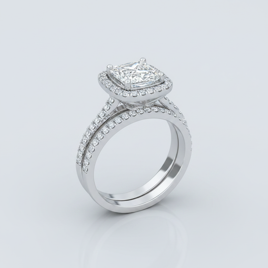 The Michelle Matching Wedding Band, Princess in 18K White Gold
